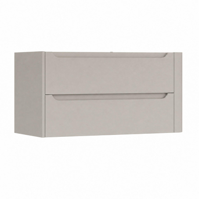H&R Badmeubelen Juice Meuble sous vasque - 100x45x50cm - angle droit arrondi - 2 tiroirs - poignée intégrée - beige mat