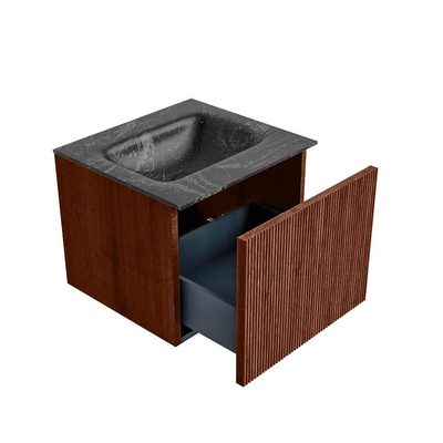 Mondiaz KURVE-DLUX Badkamermeubelset - 50x46x40cm - 1 lade - wastafel solid surface - midden - zonder kraangat - Ruby