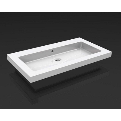 Wiesbaden Kera lavabo simple sans trou de robinet 80x46x5 cm céramique brillant blanc