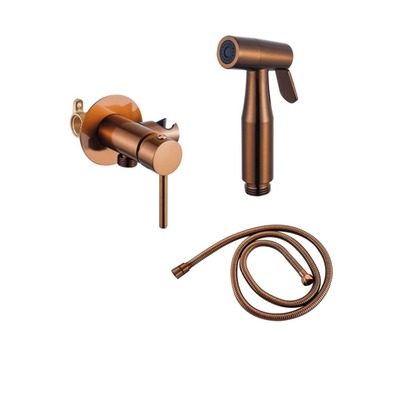 FugaFlow Eccelente Robinet mélangeur d'accès ensemble bidet - support de douchette - flexible de douche 100cm - douchette bidet - cuivre brossé