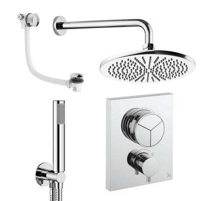 Crosswater MPRO inbouw regendoucheset – Ø30 cm hoofddouche – staafhanddouche – 2 hendels – badafvoer – chroom