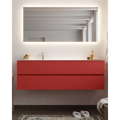 Mondiaz VICA ensemble de meuble de salle de bain - 150cm - meuble sous-vasque fire - 2 tiroirs - lavabo cloud gauche - 1 trou de robinet - miroir LED - version XL 60cm de haut