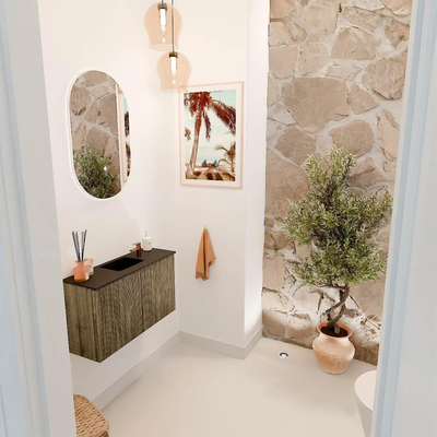 Mondiaz JOYA 70cm toiletmeubel - kleur Dusk - Wastafel FAYE positie Midden 1 kraangat kleur Urban.
