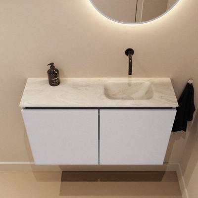 MONDIAZ TURE-DLUX Meuble WC - 80cm - Cale - EDEN - lavabo Ostra - position droite - Sans trou de robinet