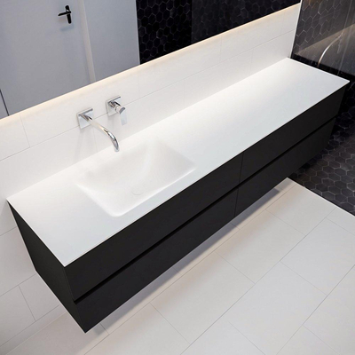 Mondiaz VICA ensemble de meuble de salle de bain - 200cm - meuble sous-vasque urbain - 4 tiroirs - lavabo nuage gauche - sans trou de robinet - miroir LED - version XL 60cm de haut