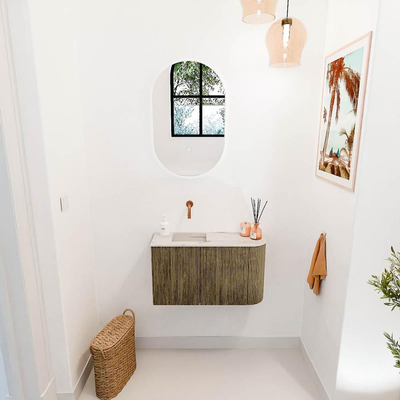 Mondiaz JOYA-DLUX 71.6cm toiletmeubel - ronding rechts kleur Dusk - Wastafel FAYE positie Links Zonder kraangat kleur Nata.