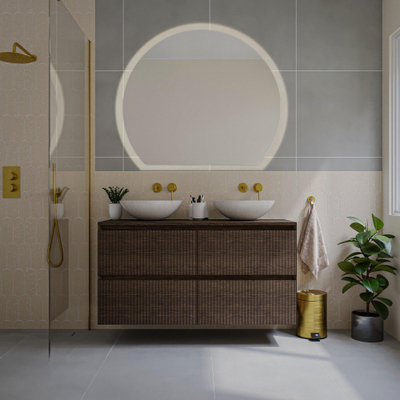 Saniclass Holz Atelier Badkamermeubelset - 120x45x60cm - topblad - zonder kraangaten - 2 lades - Charcoal