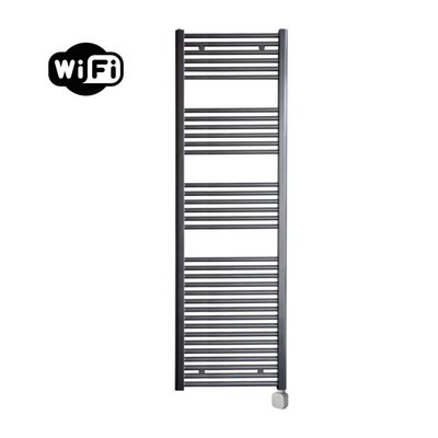 Sanicare HPW Elektrische Radiator - 172x45cm - 920W - wifi - thermostaat - zilver - rechtsonder - gunmetal (antraciet)