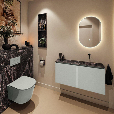 MONDIAZ TURE-DLUX 100cm toiletmeubel Greey. EDEN wastafel Lava positie rechts. Zonder kraangat.