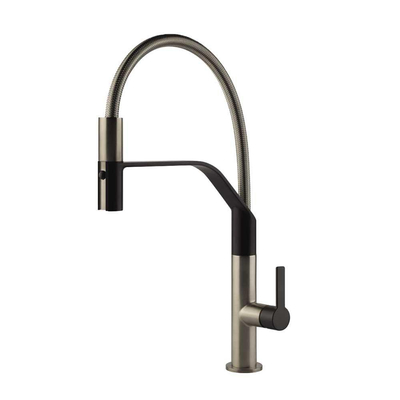 Gessi Mesh Mitigeur de cuisine 1 trou de robinetterie Bec extractible et pivotant Inox/PVD Noir mat