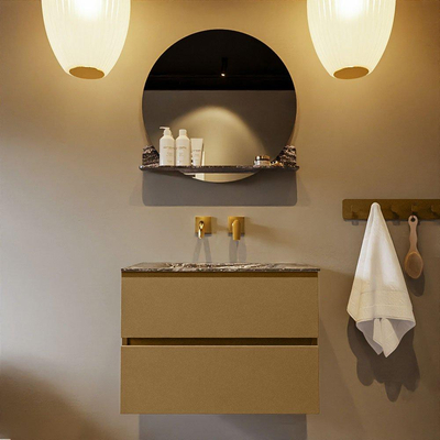 Mondiaz VICA-DLUX Ensemble de meuble de salle de bain - 70cm - meuble sous-vasque oro - 2 tiroirs - lavabo encastrée cloud milieu - sans trous de robinet - version haute de 60cm - lave