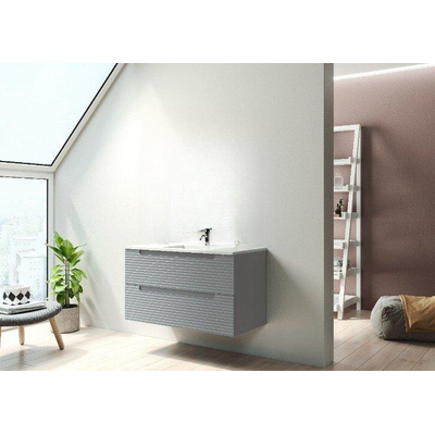 Saniclass Prime Balance Meuble de salle de bain - 100x55x45cm - céramique lavabo - 1 trou de robinet - mat greige (gris)
