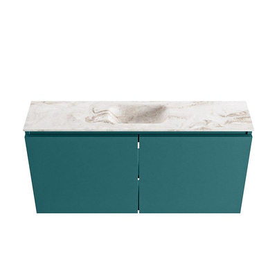MONDIAZ TURE-DLUX Meuble WC 100 cm Smag. EDEN vasque Frappe position milieu. Sans trou de robinet.
