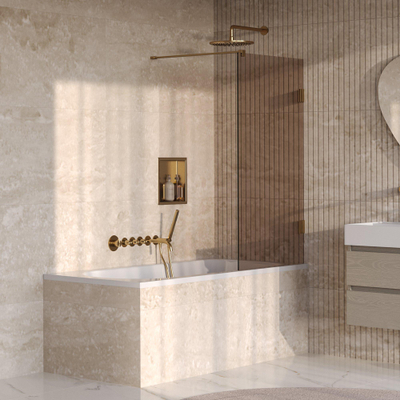 BRAUER Void Badwand - 80x140- brons glas - incl. glascoating - geborsteld goud PVD