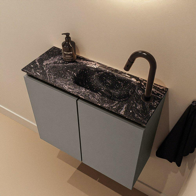 MONDIAZ TURE-DLUX meuble de toilette 60 cm Smoke. Lavabo EDEN Lava position droite. Avec 1 trou de robinet.