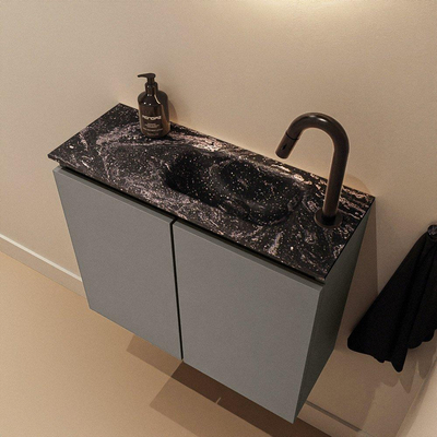 MONDIAZ TURE-DLUX Meuble toilette - 60cm - Smoke - EDEN - vasque Lava - position droite - 1 trou de robinet