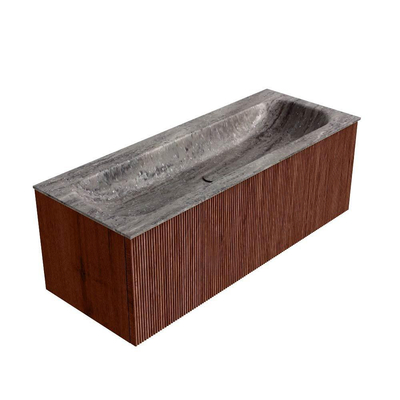 MONDIAZ KURVE-DLUX 120cm badmeubel kleur Ruby met 1 lade en 0 deuren. Wastafel BIG LARGE Midden 2 kraangaten Oza.