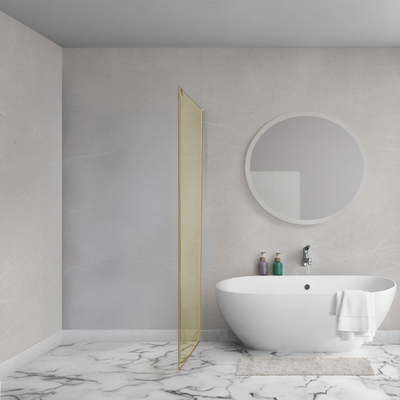 Aqua Vista Lokla Cuadra Paroi latérale - 90×200cm - avec kit de montage - pour cabine de douche - verre couleur champagne - cuivre brossé