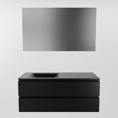 Mondiaz Aivy badmeubelset - 120x45x50cm - 0 kraangaten - 1 wasbak urban Solid surface - Links - 2 lades - Met spiegel - MDF Urban