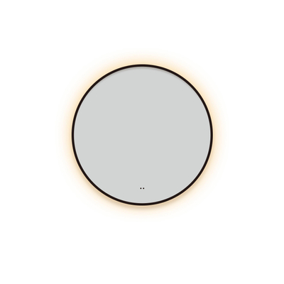 Saniclass Badkamerspiegel - rond - diameter 80cm - indirecte LED verlichting - spiegelverwarming - infrarood schakelaar - mat zwart