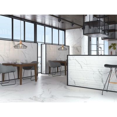 ÉCHANTILLON Cifre Cerámica Carreau mural Statuario mat Rectifié Aspect marbre Mat Blanc/noir