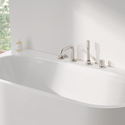 Grohe Essence New Afdekset - 4-gats badrandcombinatie - met douchegarnituur - Supersteel (RVS)