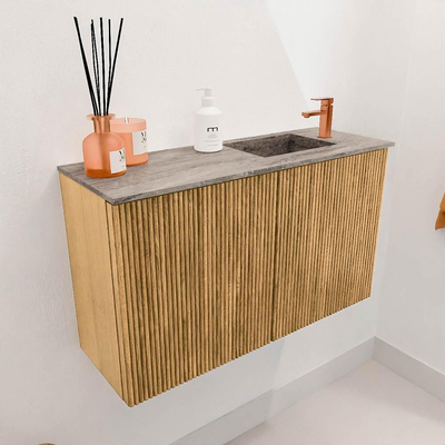Mondiaz JOYA-DLUX 70cm toiletmeubel - kleur Oak - Wastafel FAYE positie Rechts 1 kraangat kleur Oza.