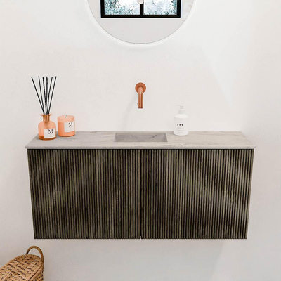 Mondiaz JOYA-DLUX 90cm toiletmeubel - kleur Shadow - Wastafel FAYE positie Midden Zonder kraangat kleur Glace.