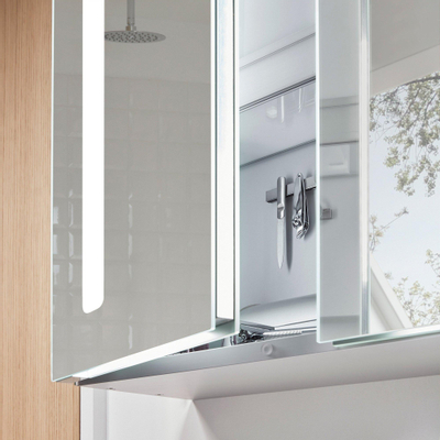 Villeroy & Boch My View 14+ armoire de toilette - avec 2 portes avec éclairage LED vertical 60x75x17.3cm - incl. boîte à médicaments verrouillable