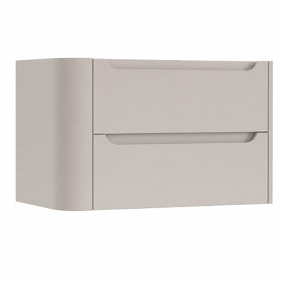 H&R Badmeubelen Juice Wastafelonderkast - 80x45x50cm - linkerhoek afgerond - 2 lades - geïntegreerde greep - beige mat