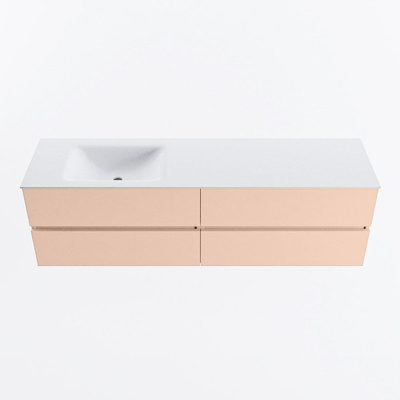 MONDIAZ Vica Badkamermeubelset - 170cm - onderkast rosee - 4 lades - wastafel cloud links - zonder kraangaten - 60cm hoge versie - talc
