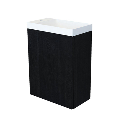 Arcqua Marble Fonteinset - 40x22x54.5cm - fontein mat wit - zonder overloop - oak black