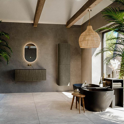 Mondiaz KURVE-DLUX Ensemble de meubles de salle de bains - 110x46x40cm - 1 tiroir - lavabo solid surface - central - sans trou de robinet - Shadow