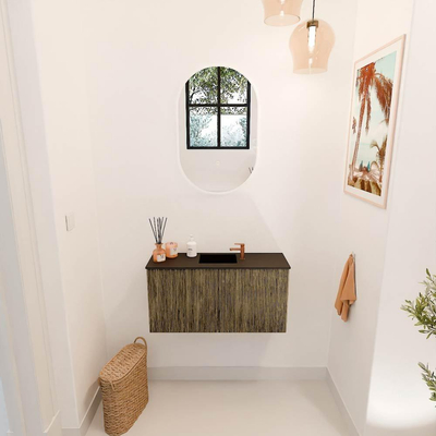 Mondiaz JOYA 80cm toiletmeubel - kleur Dusk - Wastafel FAYE positie Midden 1 kraangat kleur Urban.
