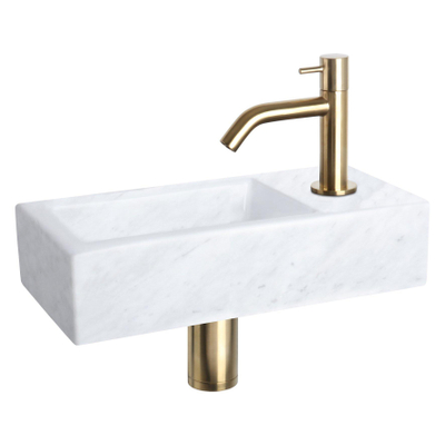 Differnz Helios pack lave-mains – 37,5 x 18,5 x 9,5 cm – perçage à droite – robinet courbé doré mat