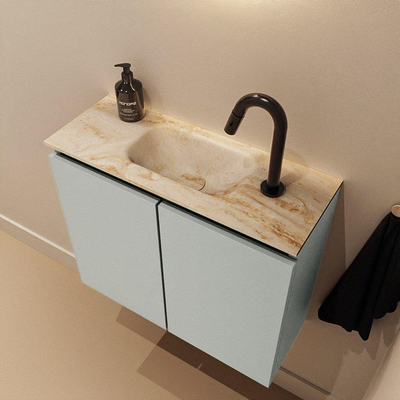 MONDIAZ TURE-DLUX 60cm toiletmeubel Greey. EDEN wastafel Frappe positie midden. Met 1 kraangat.