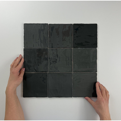 Terravito MalenoAnthracite glans handvorm 13x13