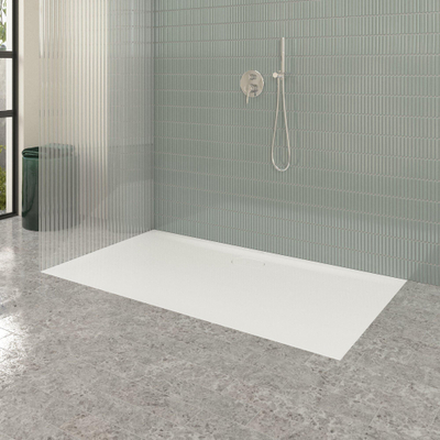 Villeroy & Boch Ecora douchebak - 160x90x3.5cm - afvoer lange zijde - white alpine (wit)