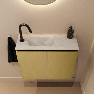 MONDIAZ TURE-DLUX 60cm toiletmeubel Oro. EDEN wastafel Opalo positie links. Met 1 kraangat.