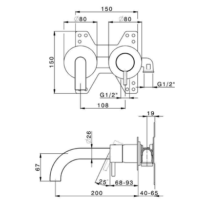 Xenz Duero Plus Robinet lavabo encastrable Noir Mat