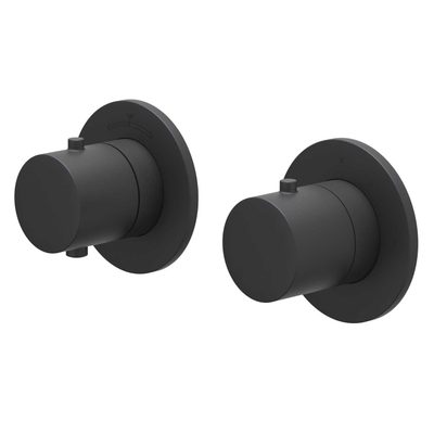 IVY Bond Ensemble de douche de tête - encastré - symmetry - inverseur d’arrêt 2 voies - bras de douche mural 40 cm - douche de tête medium 20 cm - support avec sortie - flexible de douche 150 cm - douchette à main satin spray - Noir mat PED
