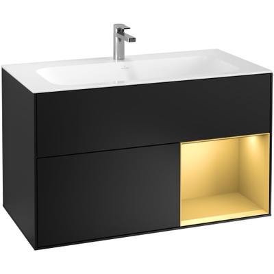 Villeroy & Boch finion wastafelonderkast - 99.6x59.1cm - 2 lades - mat zwart