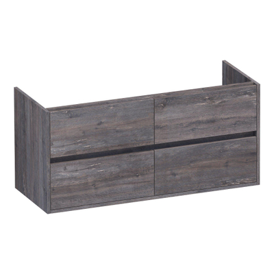 BRAUER Adore meuble sous-lavabo - 120x46x55cm - 4 tiroirs à fermeture douce - sans poignée - 2 découpes pour siphon - Driftwood