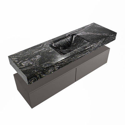 Mondiaz ALAN-DLUX Ensemble de meuble - 150cm - meuble Dark grey mat - 2 tiroirs - Lavabo Cloud Lava suspendu - vasque Centre - 1 trou de robinet