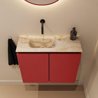 MONDIAZ TURE-DLUX Meuble WC 60cm Fire. EDEN lavabo Frappe position gauche. Sans trou de robinet.