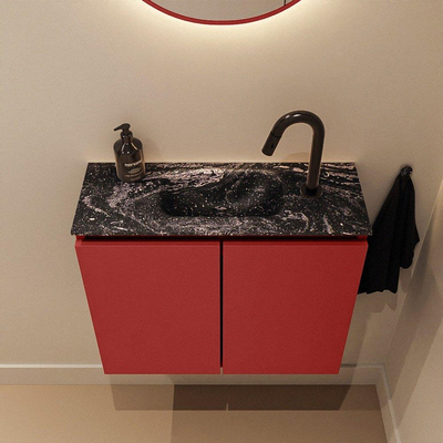 MONDIAZ TURE-DLUX Meuble toilette - 60cm - Fire - EDEN - vasque Lava - position centrale - 1 trou de robinet