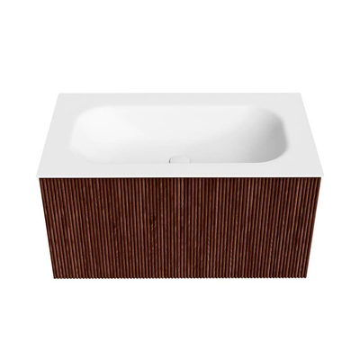 Mondiaz KURVE Badkamermeubelset - 80x46x40cm - 1 lade - wastafel solid surface - midden - zonder kraangat - Ruby