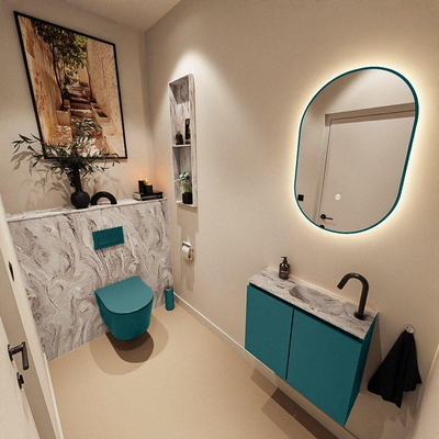 MONDIAZ TURE-DLUX 60cm toiletmeubel Smag. EDEN wastafel Glace positie rechts. Met 1 kraangat.