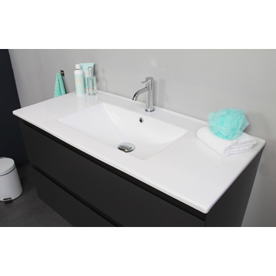 Basic Bella Meuble avec lavabo en porcelaine 100x55x46cm 1 trou de robinet Anthracite mat