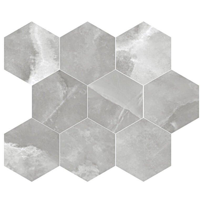 Terravito Davella carreau mural et de sol - 26x90cm - aspect pierre naturelle - hexagone - Grey pulido poli (gris)